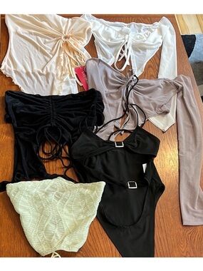 SHEIN • Lot of Women’s Size XXS/XS • Assorted Trendy Tops • Black, Yellow, Pink